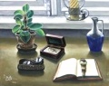 Натюрморт с раскрытой книгой, очками и картами, 1978